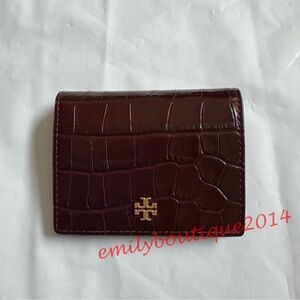 Tory Burch Burgundy Croc-Embossed Wallet